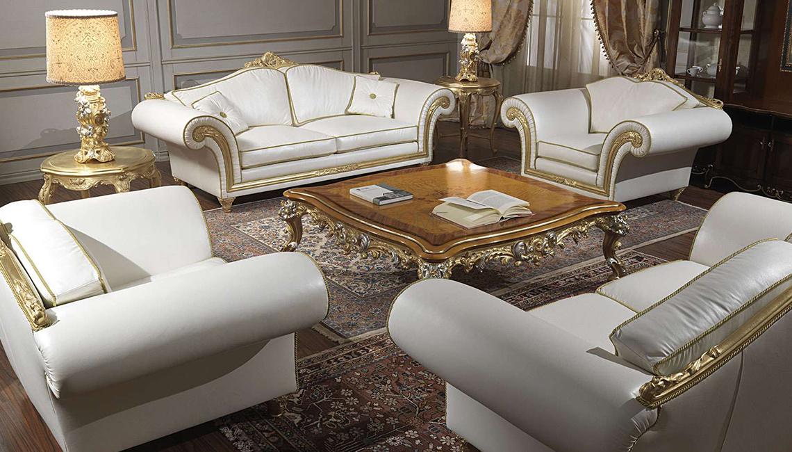 Imperial living room in white leather 沙发